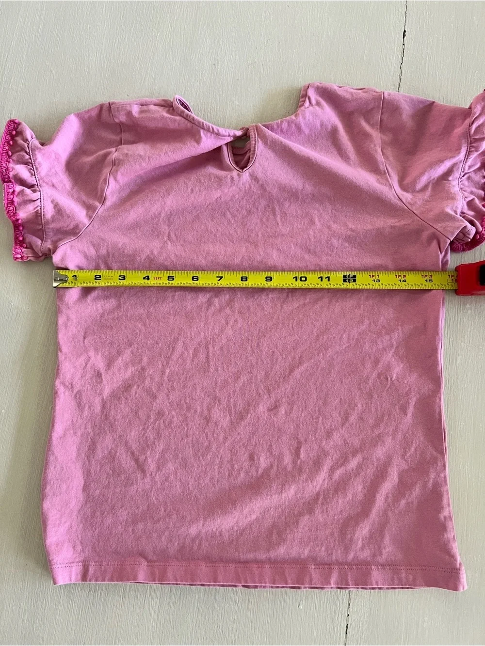 Mini Boden Girls Pink Ruffle Sleeve Tee Short Sleeve Shirt Cute Summer Top 13/14